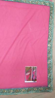 Pink embroidered  georgette  saree with blouse 3
