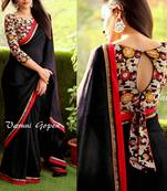 Black printed  georgette  saree with blouse
