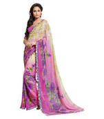 Pink ans chiku Nikon zari georgette Saree