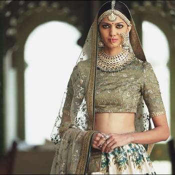 White Embroidered Silk Unstitched Lehenga 3