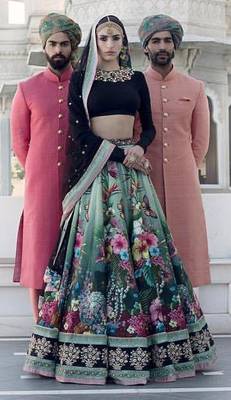 Multicolor Floral Art Silk Unstitched  Lehenga  With Dupata 1