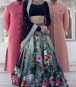 Multicolor Floral Art Silk Unstitched  Lehenga  With Dupata