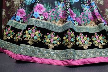 Multicolor Floral Art Silk Unstitched  Lehenga  With Dupata 4