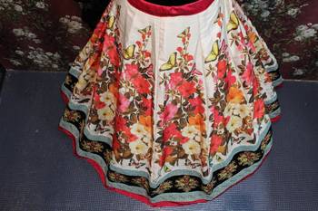Multicolor Embroidered Velvet Blouse Unstitched Lehenga 5