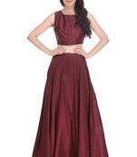 Maroon Color Raw Silk Shantoon Plain/Solid Skirt for Women