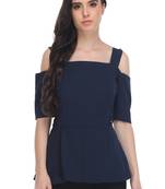 Blue Color Georgette Shantoon Plain/Solid Top for Women