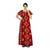 Red colour Batik  design Square neck cotton nighty for ladies