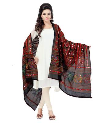 Hand Embroidered Kutch Work Designer Multicolour Dupatta 1