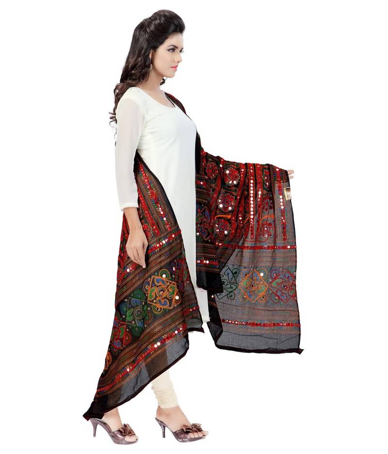 Hand Embroidered Kutch Work Designer Multicolour Dupatta