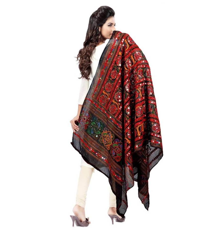 Hand Embroidered Kutch Work Designer Multicolour Dupatta