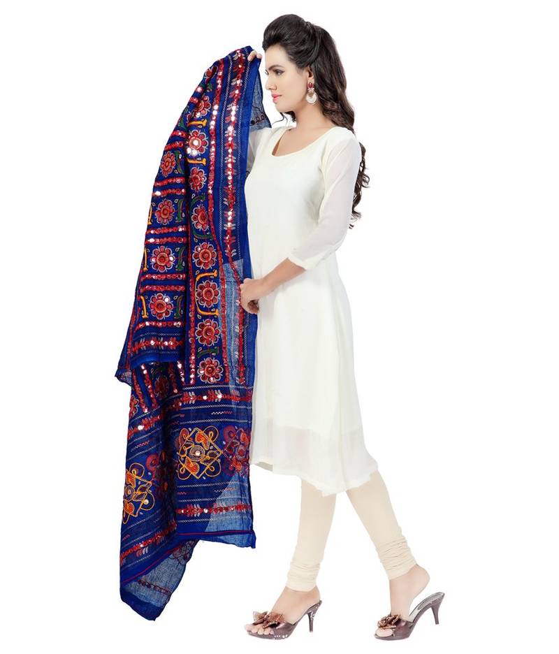 Hand Embroidered Kutch Work Designer Multicolour Dupatta