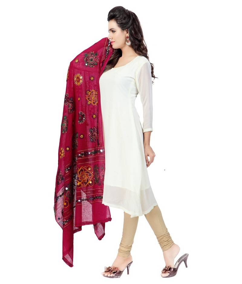 Hand Embroidered Kutch Work Designer Multicolour Dupatta