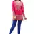 Dark pink  printed american crepe short kurtis with full sleeves