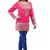 Dark pink  printed american crepe short kurtis with full sleeves
