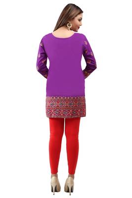Light purple  printed american crepe short kurtis with full sleeves 2