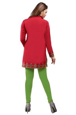 Maroon  printed american crepe short kurtis with full sleeves 2