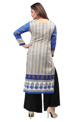 Dark green cotton printed long kurtis with long sleeve 2