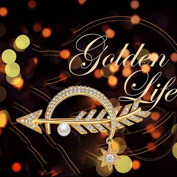 Gold cubic zirconia brooch 3