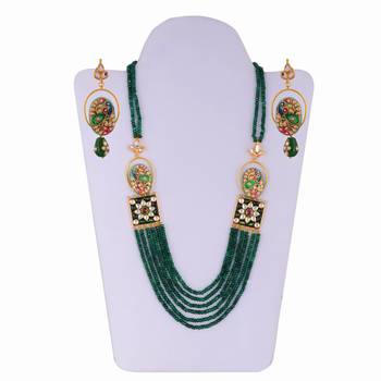 Green Emerald Vintage Look Royal Classic Designer Tanjore Work Necklace 2
