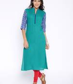 Sea Blue printed cotton  kurti