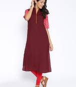 Maroon printed cotton  kurti