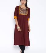 brown printed cotton  kurti