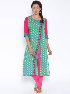 jade green printed cotton  kurti 1