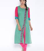 jade green printed cotton  kurti