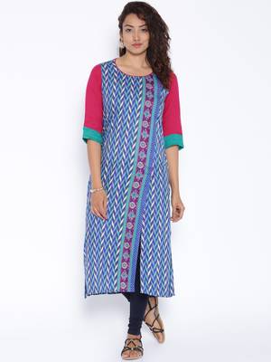 blue printed cotton  kurti 1
