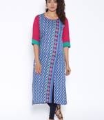 blue printed cotton  kurti