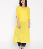 yellow printed cotton  kurti