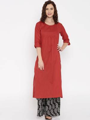 rust printed cotton  kurti 1