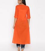 orange printed cotton  kurti