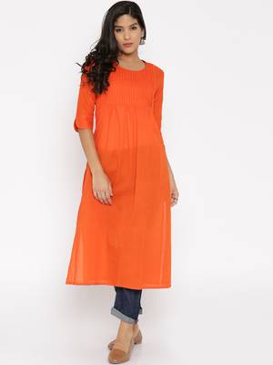orange printed cotton  kurti 2