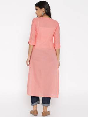 peach printed cotton  kurti 2