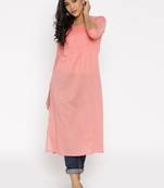 peach printed cotton  kurti