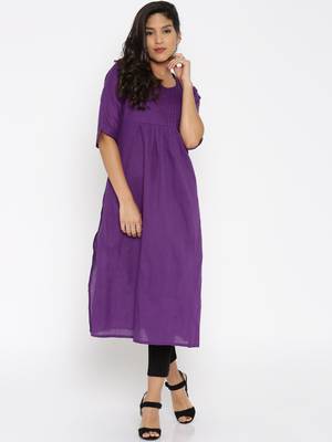 purple printed cotton  kurti 3