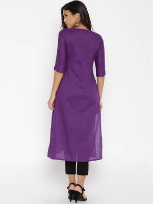 purple printed cotton  kurti 4