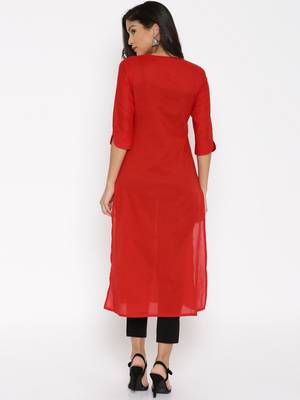 red printed cotton  kurti 4