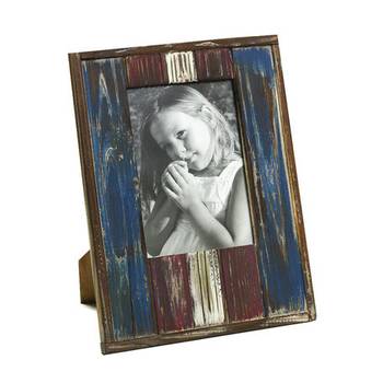 Red And Blue Rustic Finish Wooden Photo Frame With Matte Finish 1