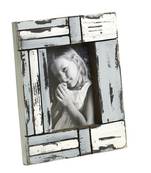 White And Blue Matte Contour Wooden Photo Frame