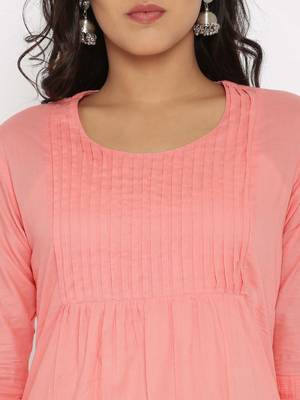peach printed cotton  kurti 3