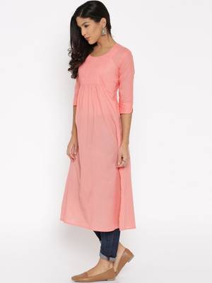 peach printed cotton  kurti 4