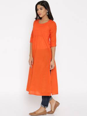 orange printed cotton  kurti 3