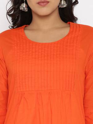 orange printed cotton  kurti 4