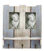 Wooden Blue Photo Frame With Key Hooks
