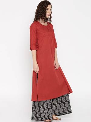 rust printed cotton  kurti 3