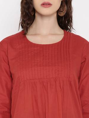 rust printed cotton  kurti 4