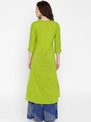 lime printed cotton  kurti 2