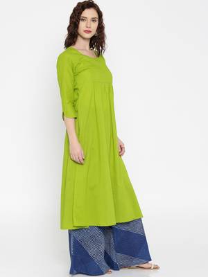 lime printed cotton  kurti 3